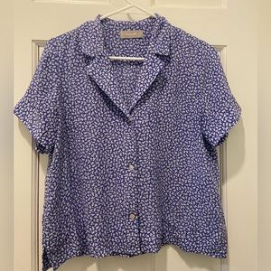 Everlane Clean Silk Notch T-Shirt - Blue